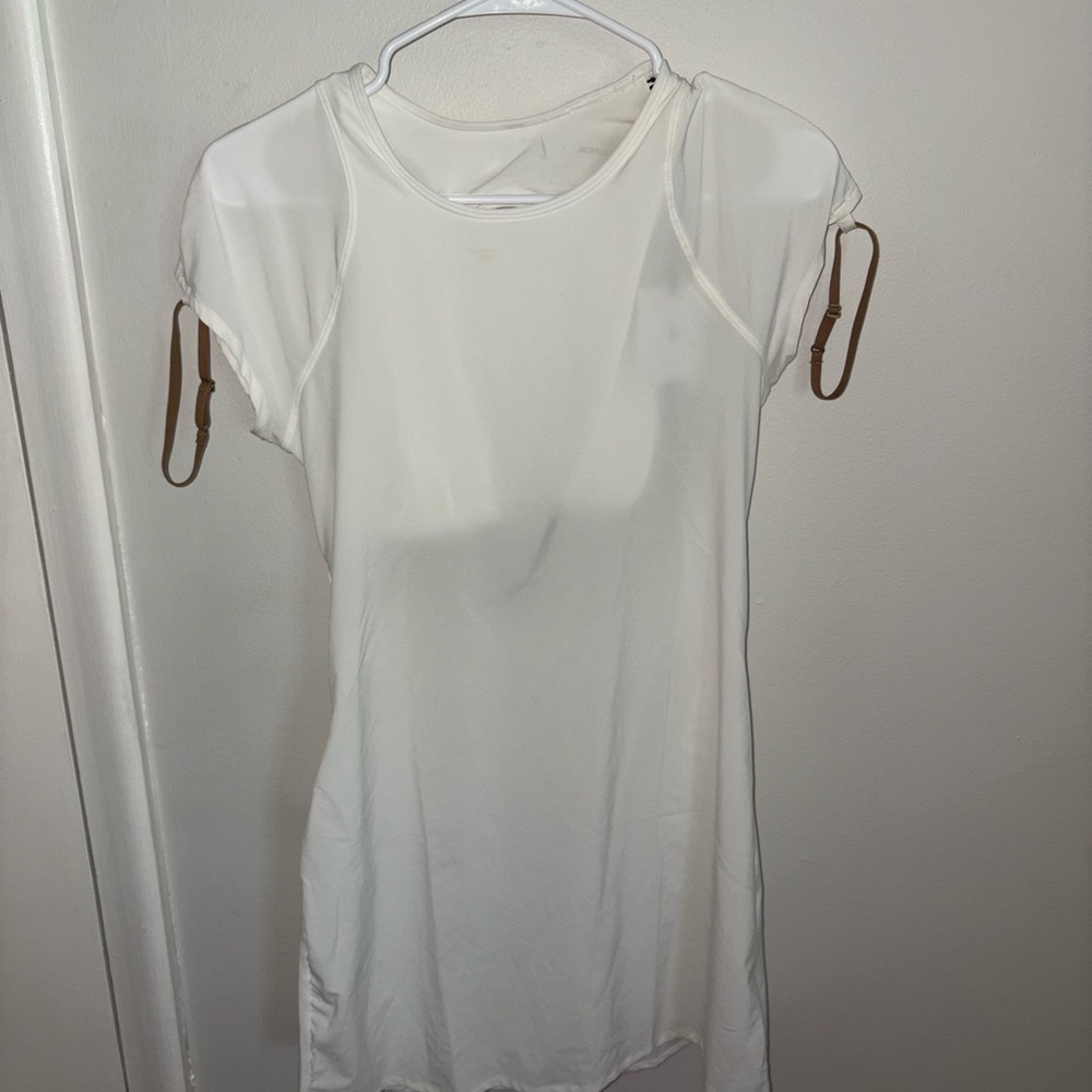 Nike White Tennis Dress with Tan and Gold Accents
